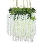 12 Stück Kunstblumen künstliche Glyzinien Seidenblumen aus Seide Heimdekoration 110 cm lang Kunstpflanzen für Hochzeiten zu Hause Garten Party usw Weiß