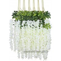 12 Stück Kunstblumen künstliche Glyzinien Seidenblumen aus Seide Heimdekoration 110 cm lang Kunstpflanzen für Hochzeiten zu Hause Garten Party usw Weiß
