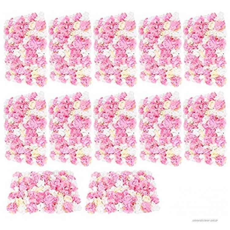 12 x Künstliche Blumenwand Paneele Seidenblume Rosenwand DIY Deko Hintergrund für Hochzeit Straße Kunstblumen 40 x 60 cm