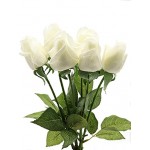 CCUCKY 6 Stück Künstliche Rosen Real Touch Seidenblumen mit grünen Blättern perfekt für Hochzeit Jubiläum Zuhause Büro Dekoration DIY Weiß