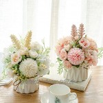 Cuisit Hortensien Kunstblumen im Topf Künstliche Blumen mit Keramikvase Seidenblumen Rosen Blumenstrauß Künstlich mit Vase für Hochzeit Büro Tisch Fenster Wohnzimmer Schlafzimmer Party Weiß