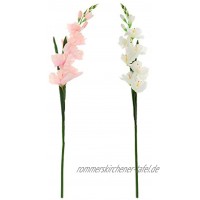 FLAMEER 2 Stück Künstliche Gladiolen Kunstblumen Hellrosa und Weiß