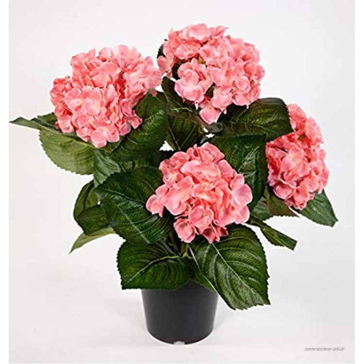 Hortensienbusch Deluxe 42cm rosa-pink im Topf LM Kunstpflanzen Kunstblumen künstliche Pflanzen Blumen Hortensie