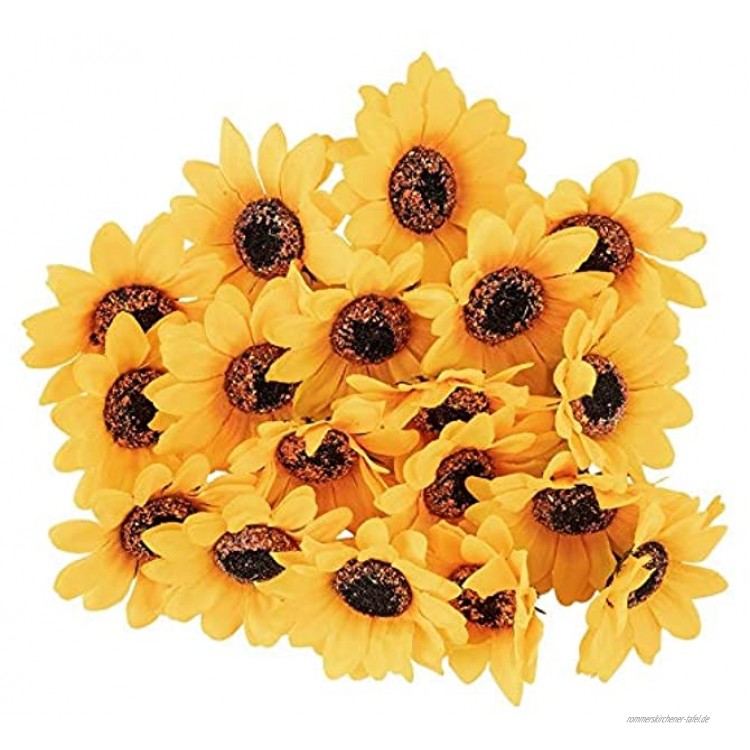 Ideen mit Herz Deko-Blüten Kunstblumen Blüten-Köpfe Verschiedene Sorten ca. Ø 7 cm Sonnenblumen gelb 18 Stück