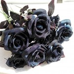 Ironhorse Künstliche schwarze Rosen Blumenstrauß Kunstblumen Familie Hochzeit Empfang Weihnachten Party Vase Blumenarrangement Dekoration 9 Stück