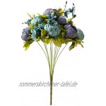 Leagel Künstliche Pfingstrosen Kunstblumen Vintage Seide Blumenstrauß Hochzeit Heimdekoration 1 Stück Frühlingsblau