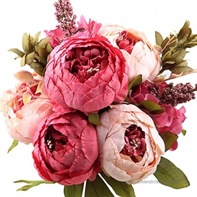 Leagel Künstliche Pfingstrosen Kunstblumen Vintage Seide Blumenstrauß Hochzeit Heimdekoration 1 Stück dunkelrosa
