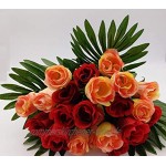 Radami Rosenstrauß Blumenstrauß Rosen künstlicher Strauß Seide Kunstblumen Rot- Aprikot 43cm lang