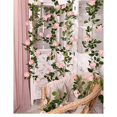 SHACOS 3 Stück Blumengirlande Rosa künstlich Kunstblumen Pfingstrosen Pink Rosen Girlanden Vintage Seidenblumen für Party Hause Bogen Wand 3x2 Meter