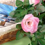 Whaline Künstliche Rosengirlanden 4,6 m Kunstblume hängende Rosenranken für Zuhause Hotel Büro Hochzeit Party Garten Kunst Dekoration Bogen-Arrangement 2 Stück Rosa
