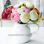 yunuo 10 Köpfe Ein Blumenstrauß Hign Qualität Europäische Kunstblumen Seide Pfingstrose Hochzeit Brautstrauß Heimdekoration Pink