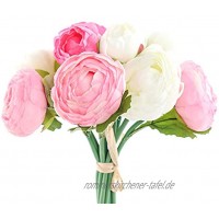 yunuo 10 Köpfe Ein Blumenstrauß Hign Qualität Europäische Kunstblumen Seide Pfingstrose Hochzeit Brautstrauß Heimdekoration Pink