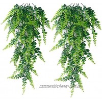 2 Stück Künstlich Hängepflanzen persischen Kletterpflanze Pflanzen Hängend Künstliche Grünpflanze Blätter Vine Kunstpflanzen für Innen Draussen Balkon Topf Hochzeit Garten Deko