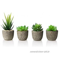 AmzKoi Sukkulenten Künstlich 4 Stück Künstliche Pflanzen im Topf Umweltschonend Geruchlos Zimmerdeko Klein Wohnzimmer Badezimmer Deko Pflanzen