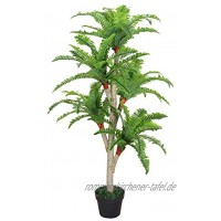 Decovego Baumfarn Kunstpflanze Künstliche Pflanze mit Echtholz mit Topf 120cm