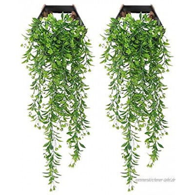 JustYit 2 Stück Grün Künstliche Hängepflanzen Künstliche Ivy Vine Hgende kunstpflanzen Plastikpflanzen Hängend künstliche Pflanzen für Hausgarten Wanddekoration Büro Küche