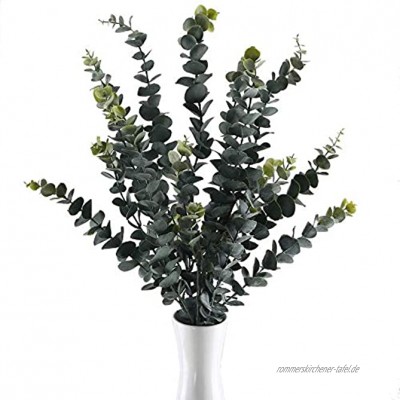 NAHUAA 3Pcs Künstliche Pflanze Eukalyptus Deko Pflanze Kunstpflanze für Dekoration Balkon Zimmer Büro Flur Party Garten Grüngrauen