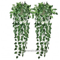 NIBESSER Girlande Pflanze 2Pcs künstlich Pflanze hängend Wand plastikpflanzen deko für Innen Draussen Balkon Topf Hochzeit Garten Deko