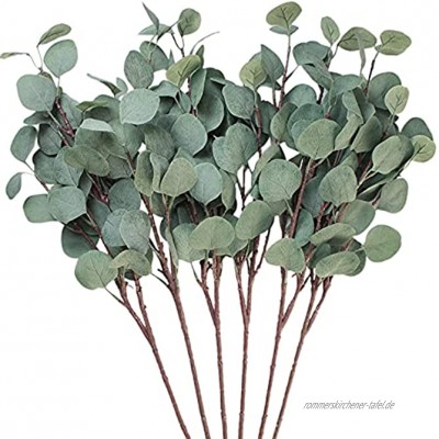 Seanmi Künstliche Eukalyptusblätter 6 Stück künstlich getrocknete Silber-Dollar-Eukalyptus-Girlande Zweige künstliche Grünpflanzen Deko-Pflanzen für Dekoration 65,6 cm hoch grau-grün