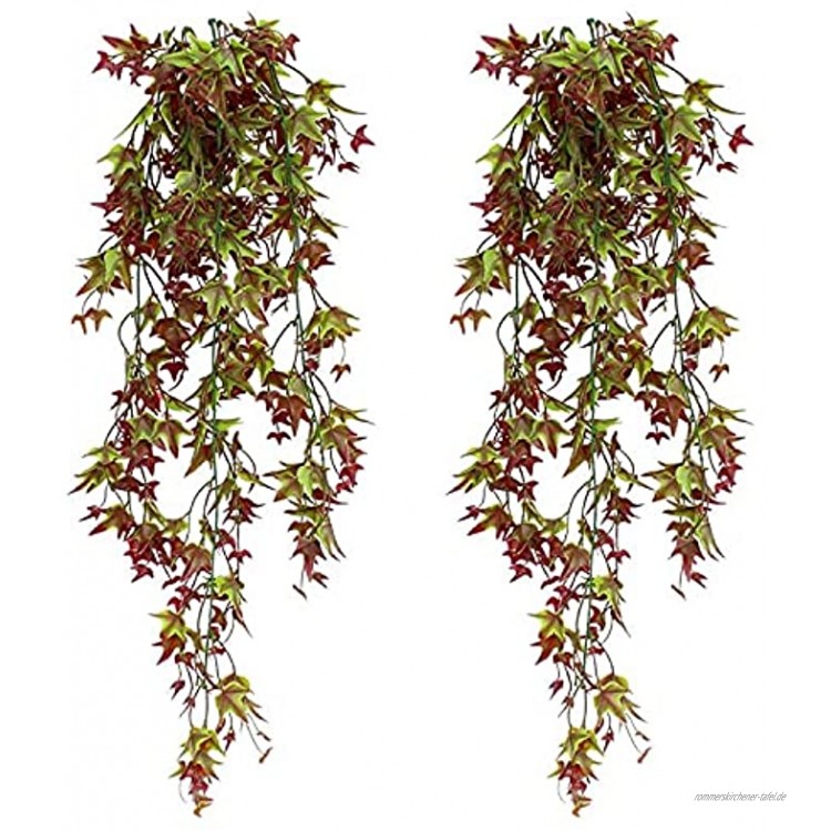 TIANLIN 2 Stück künstliche Pflanzen 27.8 Zoll künstliche Ahornblatt künstliche hängepflanzen Simulation Pflanze Vine Hanging Vine Leaf für Garten Bar Familie Hochzeit Dekoration