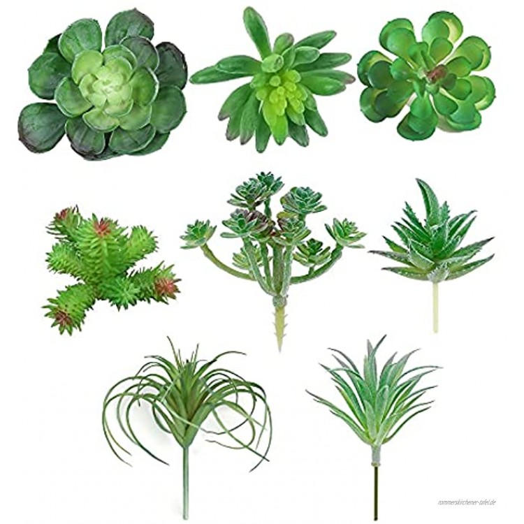 YeenGreen künstlich Sukkulente 8 Stück sukkulenten Künstliche Sukkulenten Set klein Gefälschte Pflanze Künstliche Sukkulenten Grün für Zuhause Indoor Fairy Garden Dekorationen