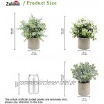 Zalava 3 Stück Künstliche Pflanzen Künstliche Pflanzen mit Topf Kunstpflanze klein für Tisch Haus Balkon Büro Deko Grün-1
