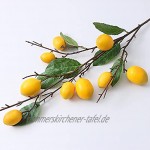 GGkeging Künstliche Zitrone 3 Stück künstliche Früchte Requisiten Zitronenzweig für Haus Garten Weihnachten Dekoration 88 cm