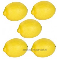 Lorigun Künstliche Zitrone Lebensechte Gefälschte Gelbe Zitrone Simulation Obst für Home Kitchen Dekoration 5 stücke