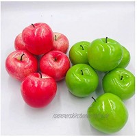 OMYLFQ Künstliche Früchte 3,1 cm rot & grün künstliche lebensechte Simulation äpfel gefälschte Obst Home küchenschrank Dekoration Foto Requisiten 12 stück Set Gefälschte Früchte