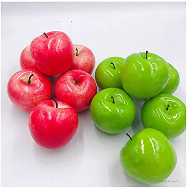 OMYLFQ Künstliche Früchte 3,1 cm rot & grün künstliche lebensechte Simulation äpfel gefälschte Obst Home küchenschrank Dekoration Foto Requisiten 12 stück Set Gefälschte Früchte