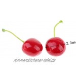 perfk 20pcs Künstliche Kirschen wie echt Deko Obst Dekoration S- Einzeln Rot