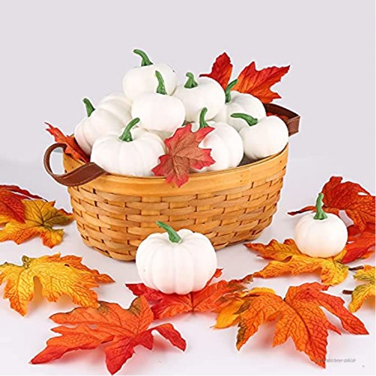 Herbsternte Mini-Kürbisse 12 weiße gefälschte Kürbisdekorationen DIY handgemachte Dekorationen für Halloween und Thanksgiving