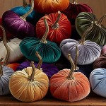 IMFILM 2 x Kürbis-Herbst-Dekorationen 20 cm sortierte Farben Flanell künstliche Kürbisse für Halloween Erntedankfest Herbsternte Heimdekoration