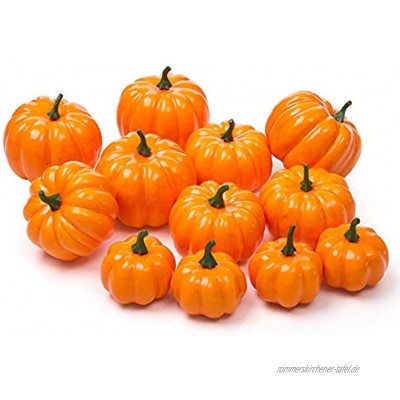 Ogrmar 12 Stück künstliche Kürbisse Mini-Kürbisse künstliches Gemüse für Halloween Ernte Erntedankfest Party Dekoration Orange