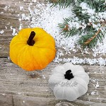 WUHNGD 10 Stück 5,2 cm sortierte Mini-Samt-Kürbisse DIY Handgemachte gefälschte Kürbisse Mini Schaumstoff Kürbis künstliches Gemüse für Halloween Thanksgiving Dekor 5 Farben