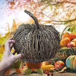 YISHI Natürlicher Rattan-Kürbis-künstliche Kürbis-Dekoration Halloween-Kürbis-Tisch-Ornament Herbsternte Erntedankfest-Dekor für Indoor-Outdoor-Gartenhaus