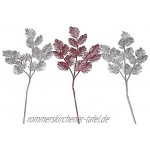3 Dekozweige in Silber + Rose 85 cm hoch Kunstblätter Kunstzweige künstliche Äste