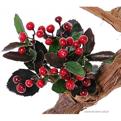artplants.de Deko Zweig Mini Scheinbeerenzweig WELLA mit Beeren rot 15cm Künstliche Beeren