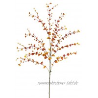 artplants.de Künstlicher Eucalyptus Zweig orange 110cm Deko Zweig Künstliche Blätter