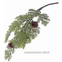 artplants.de Künstlicher Zedernzweig Marlon grün 10 Blätter 2 Zapfen 45cm Deko Zweig Weihnachten Kunst Zweig Herbst