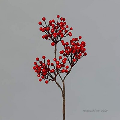 mucplants Künstlicher Beerenzweig Rot Höhe 39 cm Kunstzweig Kunstast Dekoast Dekozweig Kunstpflanze