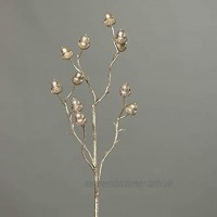 mucplants Künstlicher Eichelzweig mit Glitzer Gold Höhe 60cm Kunstzweig Kunstblumen Dekozweig