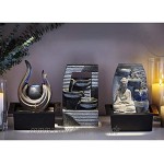 Dehner Zimmerbrunnen Steine mit LED Beleuchtung ca. 25 x 17.5 x 21 cm Polyresin grau