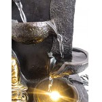 DRULINE Zimmerbrunnen Italy Brunnen mit Wasserfall LED Beleuchtung für Drinnen und Draußen Polyresin Stein Optik Wasserspiel mit Pumpe | 18430 | 96410e | L x B x H 22 x 19 x 30 cm | Grau