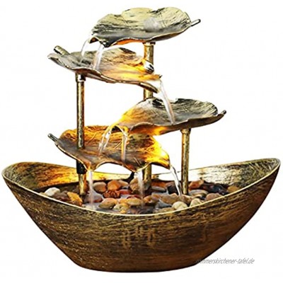 monshop Zimmerbrunnen Tischbrunnen Dekobrunnen Mit Beleuchtung Segelboot Lotus Blatt Desktop Brunnen Home Tischplatte Landschaft Ornament