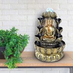 【Muttertagsgeschenk】 Buddha Brunnen Desktop Brunnen Dekoration Buddha Fließendes Wasser Ornament mit Licht und Kugel Dekor Tischbrunnen für Home Landscape Decoration1#
