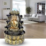 【Muttertagsgeschenk】 Buddha Brunnen Desktop Brunnen Dekoration Buddha Fließendes Wasser Ornament mit Licht und Kugel Dekor Tischbrunnen für Home Landscape Decoration1#