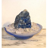Troester's Brunnenwelt Zimmerbrunnen Lapis Lazuli mit Pumpe Licht und Bergkristall-Chips Quellstein aus echtem Lapis Lazuli Blue Note