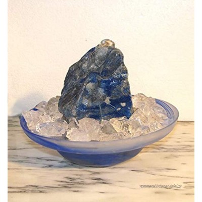 Troester's Brunnenwelt Zimmerbrunnen Lapis Lazuli mit Pumpe Licht und Bergkristall-Chips Quellstein aus echtem Lapis Lazuli Blue Note