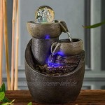 Zen Light – Zimmerbrunnen Malla – Dekoration Buddha Feng Shui – Ambiente Zen und Entspannung – LED-Beleuchtung Mehrfarbig – originelle Geschenkidee – L 18 x B 18 x H 28 cm grau Einheitsgröße